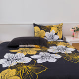 NNEDSZ King Comforter Set, Black/Gold Floral 3-Piece Bedding, Soft Microfiber for All Seasons