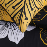NNEDSZ King Comforter Set, Black/Gold Floral 3-Piece Bedding, Soft Microfiber for All Seasons