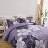 NNEDSZ King Comforter Set, Dark Purple Floral 3-Piece Bedding, Soft Microfiber for All Seasons