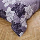 NNEDSZ King Comforter Set, Dark Purple Floral 3-Piece Bedding, Soft Microfiber for All Seasons