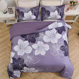 NNEDSZ King Comforter Set, Dark Purple Floral 3-Piece Bedding, Soft Microfiber for All Seasons