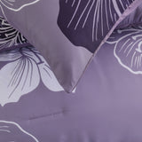 NNEDSZ King Comforter Set, Dark Purple Floral 3-Piece Bedding, Soft Microfiber for All Seasons