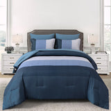 NNEDSZ Navy Blue Comforter Set, King Size, Striped 3-Piece Bedding Collection