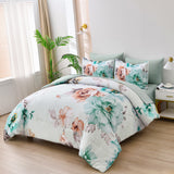 NNEDSZ Warm Floral Comforter Set, King Size, Cozy Quilted Bedding with Pillowcases
