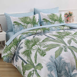 NNEDSZ Soft Floral Leaf Comforter Set, King Size, Deluxe Quilted Bedding with Pillowcases