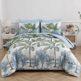 NNEDSZ Soft Floral Leaf Comforter Set, King Size, Deluxe Quilted Bedding with Pillowcases