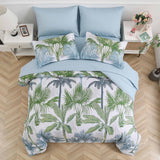 NNEDSZ Soft Floral Leaf Comforter Set, King Size, Deluxe Quilted Bedding with Pillowcases