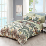 NNEDSZ Soft Floral Leaf Comforter Set, King Size, Warm Quilted Bedding with Pillowcases