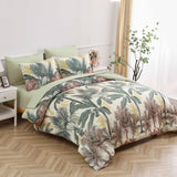 NNEDSZ Soft Floral Leaf Comforter Set, King Size, Warm Quilted Bedding with Pillowcases
