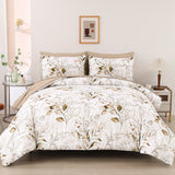 NNEDSZ Soft Floral Leaf Comforter Set, King Size, Plush Quilted Bedding with Pillowcases