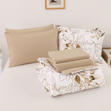 NNEDSZ Soft Floral Leaf Comforter Set, King Size, Plush Quilted Bedding with Pillowcases