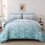 NNEDSZ Soft Floral Leaf Comforter Set, King Size, Quilted Cozy Bedding with Pillowcases