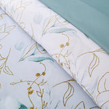 NNEDSZ Soft Floral Leaf Comforter Set, King Size, Quilted Cozy Bedding with Pillowcases