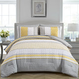 NNEDSZ Floral Stripes Comforter Set, King Size, Deluxe 3-Piece Bedding with Pillowcases