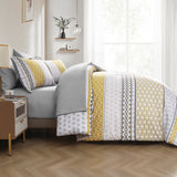 NNEDSZ Floral Stripes Comforter Set, King Size, Deluxe 3-Piece Bedding with Pillowcases