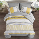 NNEDSZ Floral Stripes Comforter Set, King Size, Deluxe 3-Piece Bedding with Pillowcases