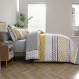 NNEDSZ Floral Stripes Comforter Set, King Size, Deluxe 3-Piece Bedding with Pillowcases