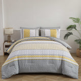 NNEDSZ Floral Stripes Comforter Set, King Size, Deluxe 3-Piece Bedding with Pillowcases