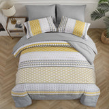 NNEDSZ Floral Stripes Comforter Set, King Size, Deluxe 3-Piece Bedding with Pillowcases