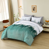 NNEDSZ Floral Stripes Comforter Set, King Size, Plush 3-Piece Bedding with Pillowcases