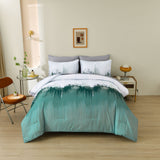 NNEDSZ Floral Stripes Comforter Set, King Size, Plush 3-Piece Bedding with Pillowcases