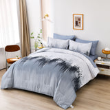 NNEDSZ Floral Stripes Comforter Set, King Size, Warm 3-Piece Bedding with Pillowcases