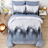 NNEDSZ Floral Stripes Comforter Set, King Size, Warm 3-Piece Bedding with Pillowcases