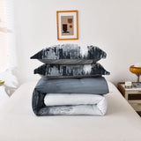 NNEDSZ Floral Stripes Comforter Set, King Size, Warm 3-Piece Bedding with Pillowcases