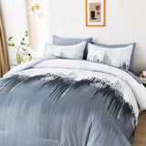 NNEDSZ Floral Stripes Comforter Set, King Size, Warm 3-Piece Bedding with Pillowcases