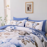 NNEDSZ Plush Floral Comforter Set, King Size, Winter Quilted Bedding with Pillowcases