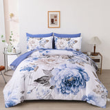 NNEDSZ Plush Floral Comforter Set, King Size, Winter Quilted Bedding with Pillowcases