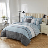 NNEDSZ Floral Stripes Comforter Set, King Size, Stylish 3-Piece Bedding with Pillowcases