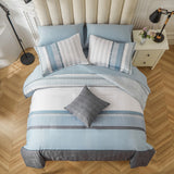 NNEDSZ Floral Stripes Comforter Set, King Size, Stylish 3-Piece Bedding with Pillowcases