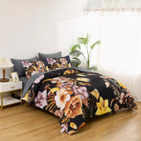 NNEDSZ Soft Floral Leaf Comforter Set, King Size, Quilted Bedding with Pillowcases