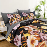 NNEDSZ Soft Floral Leaf Comforter Set, King Size, Quilted Bedding with Pillowcases