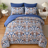 NNEDSZ Floral Stripes Comforter Set, King Size, Elegant 3-Piece Bedding with Pillowcases