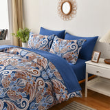 NNEDSZ Floral Stripes Comforter Set, King Size, Elegant 3-Piece Bedding with Pillowcases