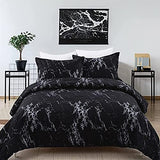 NNEDSZ Queen Black Marble Comforter Set, Bedding for All Seasons, 3-Piece Set