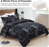 NNEDSZ Queen Black Marble Comforter Set, Bedding for All Seasons, 3-Piece Set