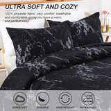 NNEDSZ King Black Marble Comforter Set, Printed Bedding for All Seasons, Soft Microfiber 3-Piece