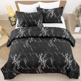 NNEDSZ King Black Marble Comforter Set, Printed Bedding for All Seasons, Soft Microfiber 3-Piece