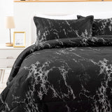 NNEDSZ King Black Marble Comforter Set, Printed Bedding for All Seasons, Soft Microfiber 3-Piece