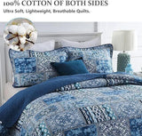 NNEDSZ Elegant patchwork Quilted blue 3 Pc Bedspread & Pillow Cover Set