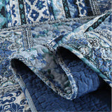 NNEDSZ Elegant patchwork Quilted blue 3 Pc Bedspread & Pillow Cover Set
