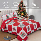 NNEDSZ Elegant Red, greem & White Christmas Queen Bedspread Set