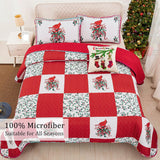 NNEDSZ Elegant Red, greem & White Christmas Queen Bedspread Set