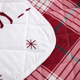 NNEDSZ Joyful Red & white Reindeer pattern reversible Christmas Queen Bedspread Set
