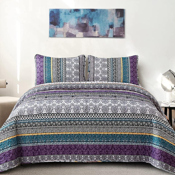 NNEDSZ Aesthetic Quilted Bedspread and Pillowcases Set: Unify Your Bedroom's Look - Queen size