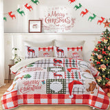 NNEDSZ Joyful Santa & Reindeer Christmas Queen Bedspread Set