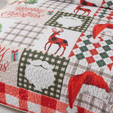 NNEDSZ Joyful Santa & Reindeer Christmas Queen Bedspread Set